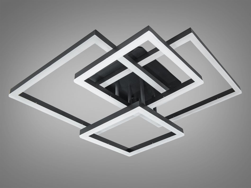 Светодиодная потолочная люстра черная 120W четыре квадратных