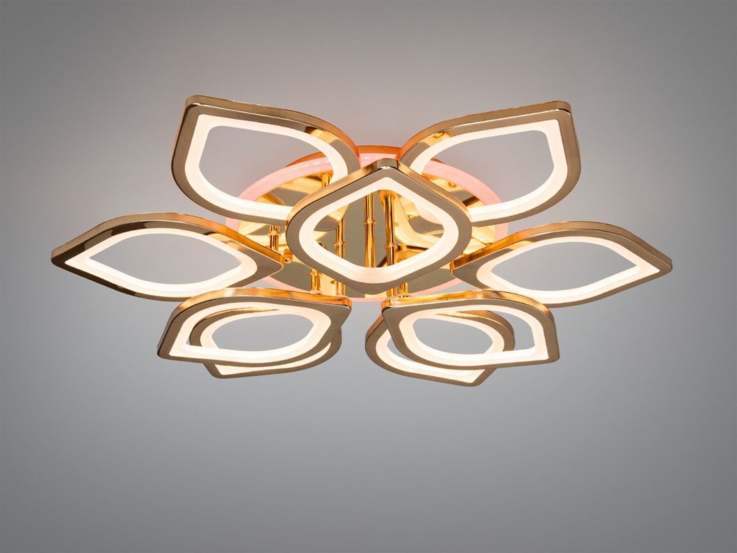 Потолочная люстра с диммером и LED подсветкой, цвет золото, 165W
