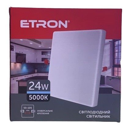 Светильник светодиодный Etron Decor Power 24W 5000К квадрат USD (1-EDP-664), Белый, Белый