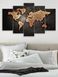Модульная картина в гостиную/спальню "Карта мира в коричневых тонах" 5 частей 80 x 140 см (MK50044)