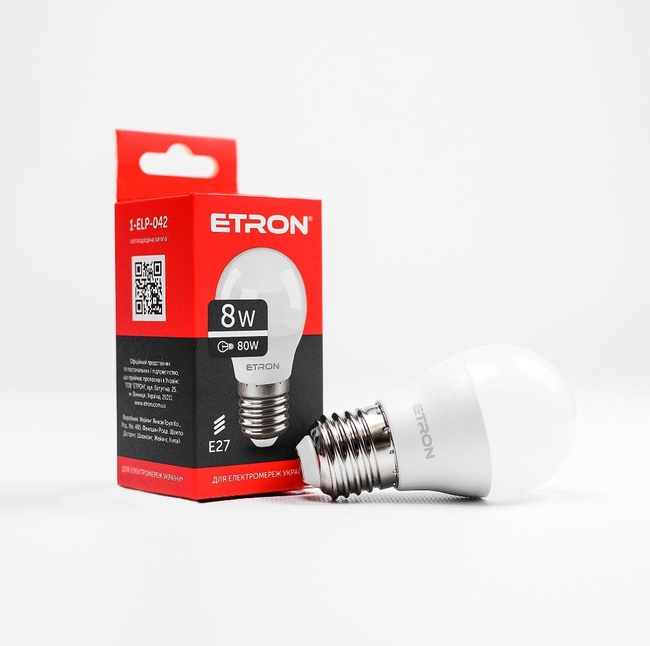 Лампа светодиодная ETRON Light Power G45 8W 4200K 220V E27 USD (1-ELP-042)