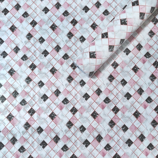 Самоклейка декоративна плівка рожева мозаїка 0,45Х10М (KN-X0187-1), Рожевий, Рожевий