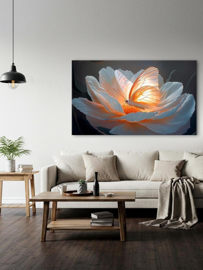Картина на холсте МАKO " Бабочка на цветке " 60x100 см MK10545