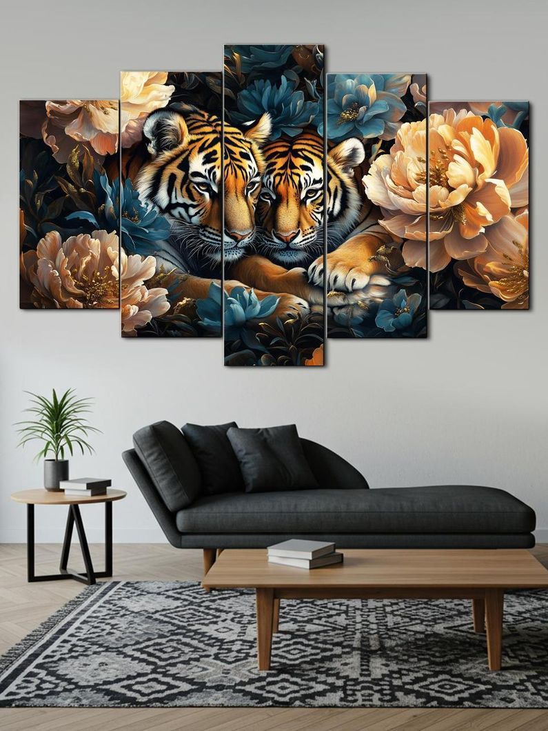 Модульная картина MAKO "Величественные тигры " 80x125 см MK50576