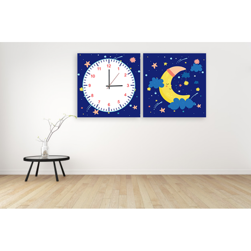 Годинник модульний картина Місяць 29 см х 60 см (3864 - МС - 23)