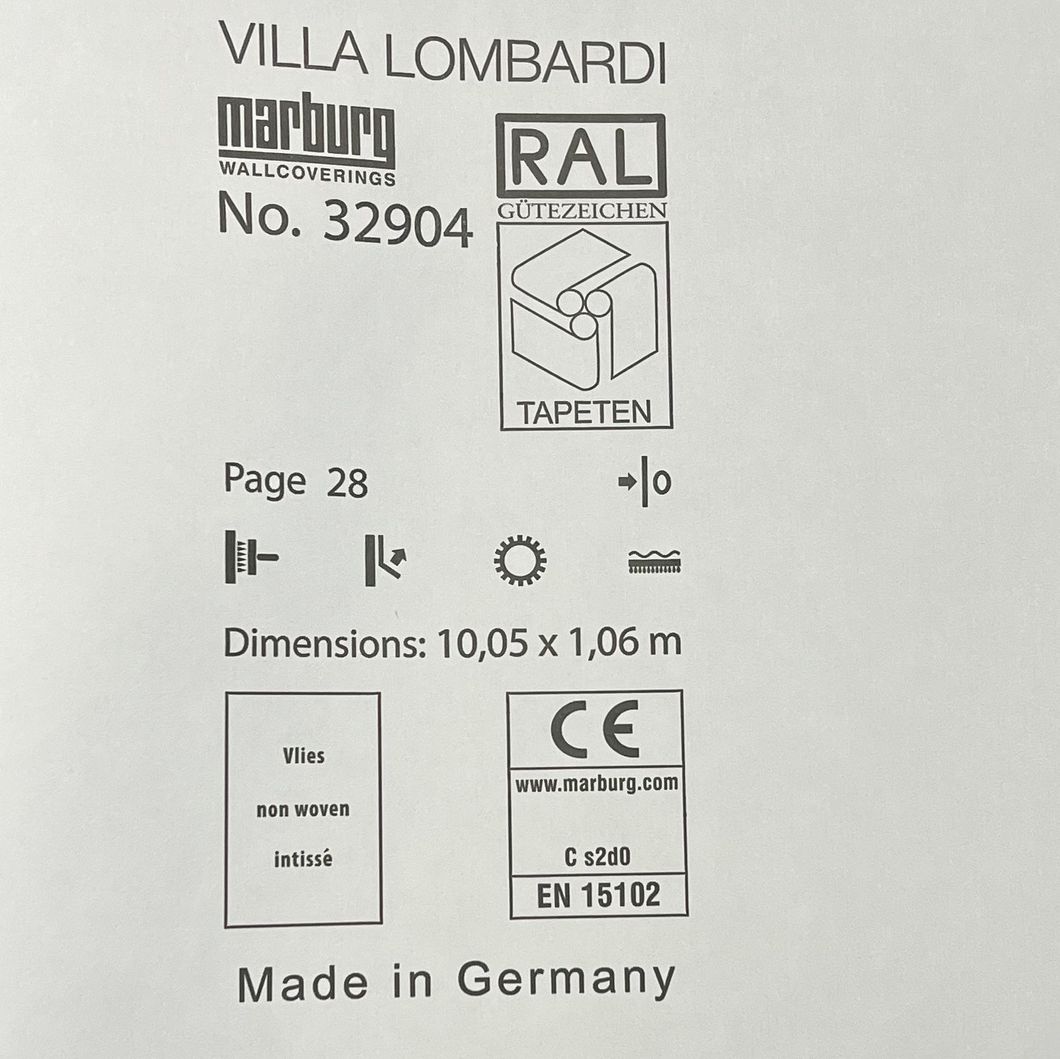 Шпалери вінілові на флізеліновій основі Marburg Villa Lombardi сірий 1,06 х 10,05м (32904)
