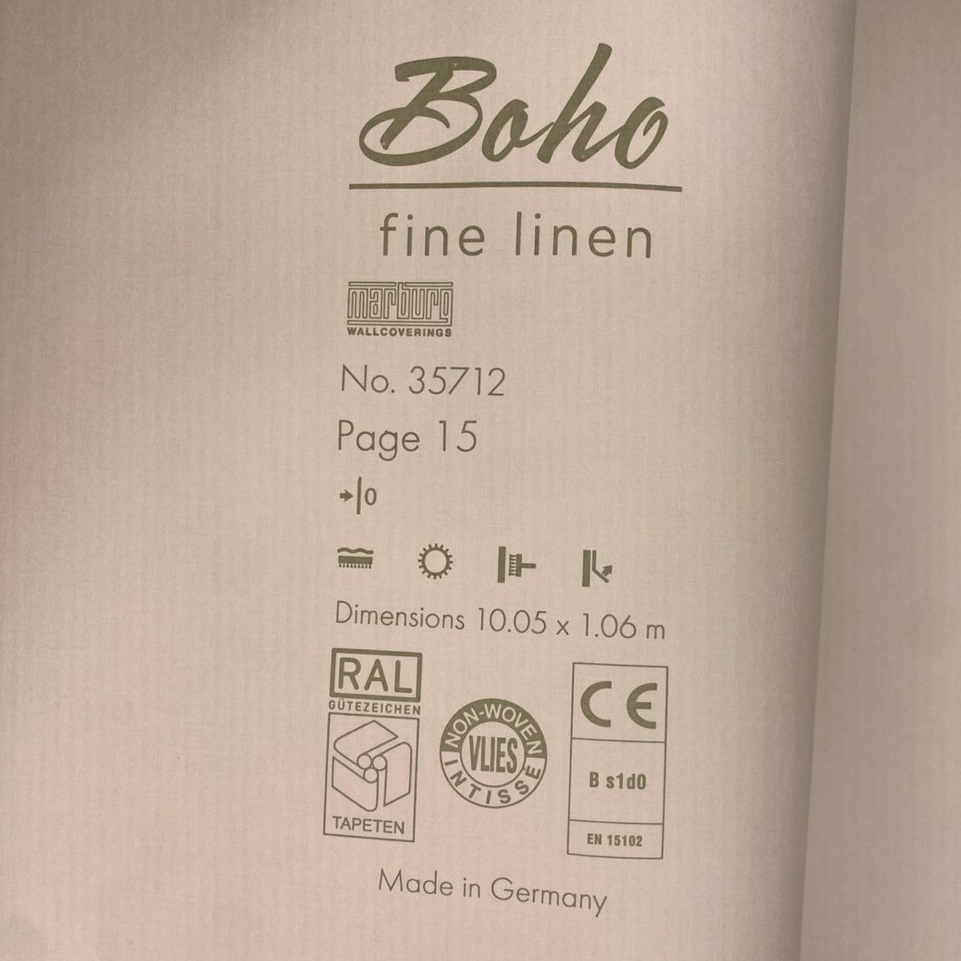 Шпалери вінілові на флізеліновій основі Marburg Boho сіро бежеві 1,06 х 10,05м (35712)