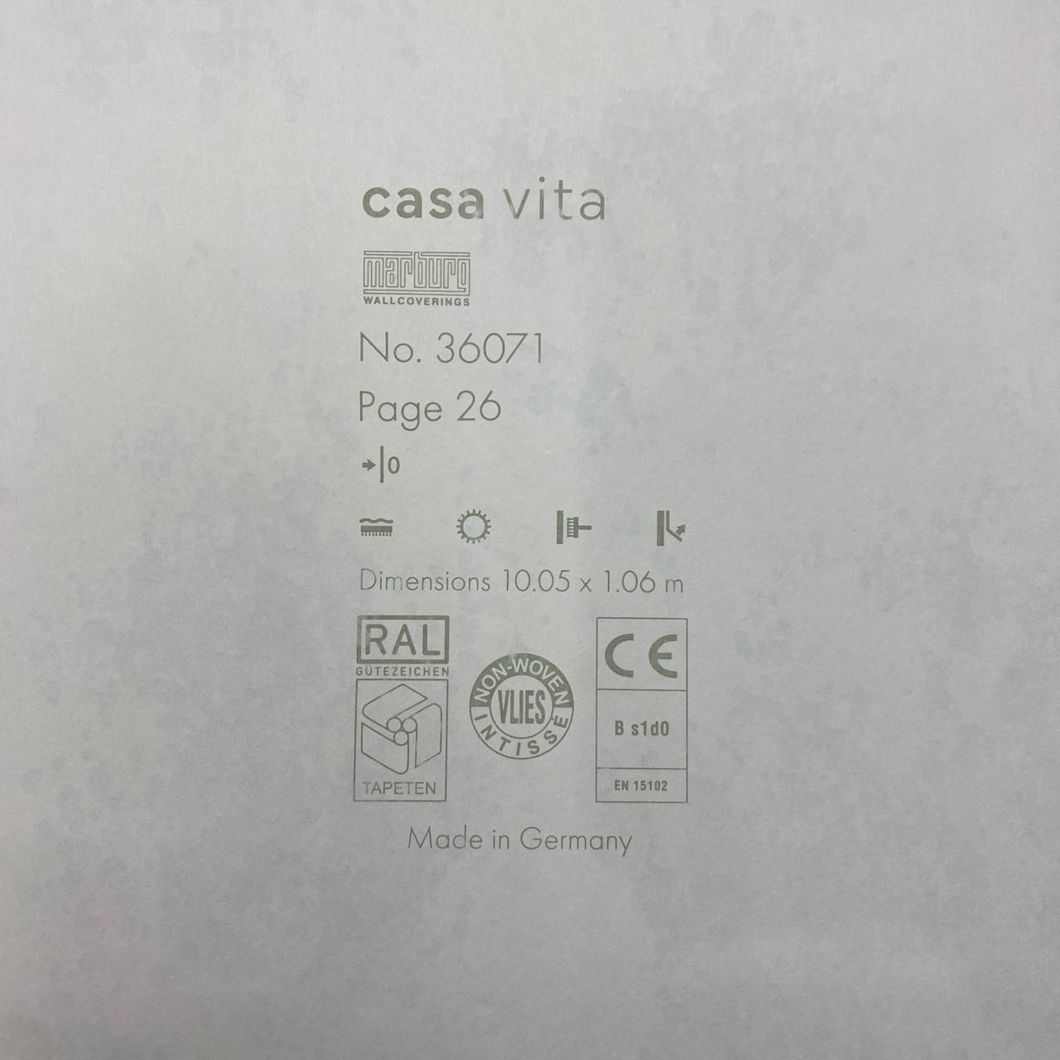 Шпалери вінілові на флізеліновій основі зелені Marburg Casa Vita 1,06 х 10,05м (36071)