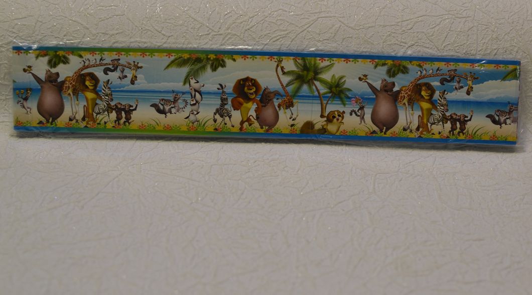 Бордюри для шпалер дитячі Мадагаскар ширина 5.5 см (104933), Разные цвета, Різні кольора