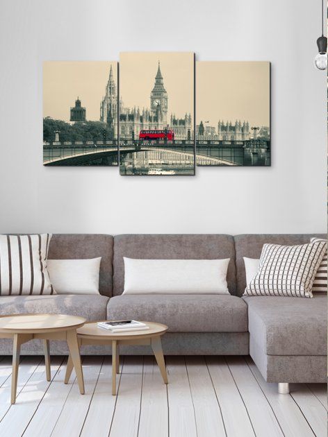 Модульная картина в гостиную/спальню для интерьера "Лондон" 3 части 53 x 100 см (MK30165_E)