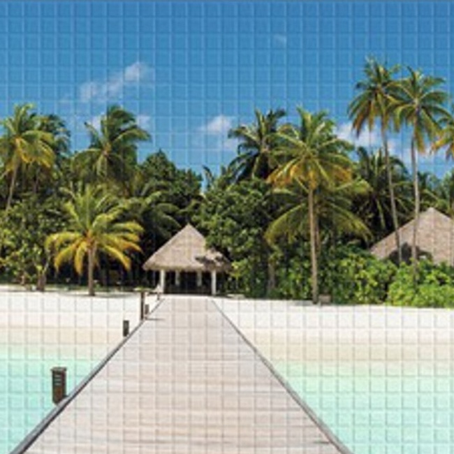 Набір панелей декоративне панно ПВХ "Пляж" 2766 мм х 645 мм (ПВХ158), Синий, Синій