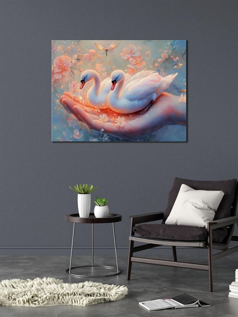 Картина на холсте МАKO " Лебеди в ладонях " 50x70 см MK10582_5070