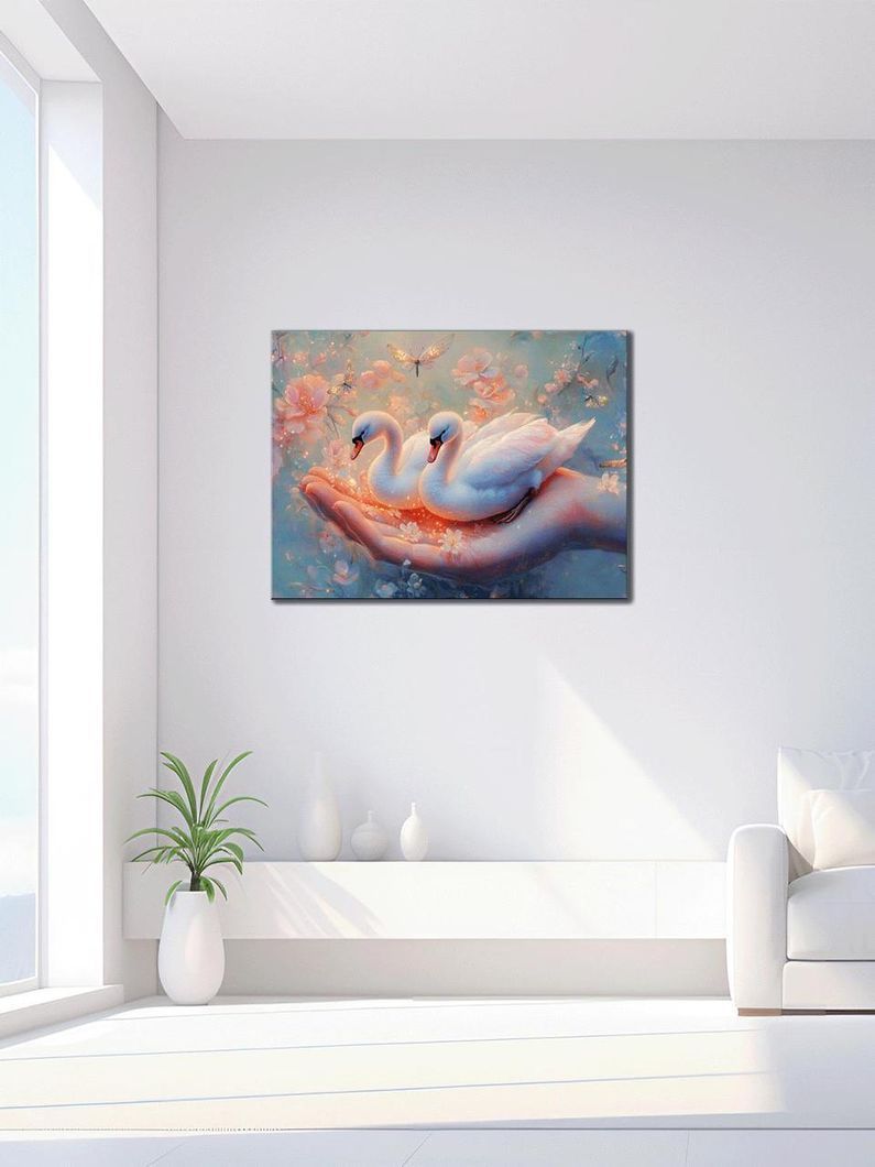 Картина на холсте МАKO " Лебеди в ладонях " 50x70 см MK10582_5070