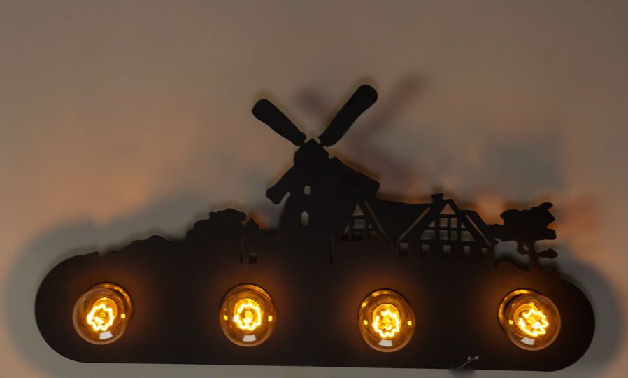 Красивый атмосферный настенный светильник, 4 лампы, в стиле Лофт, Черный, Черный