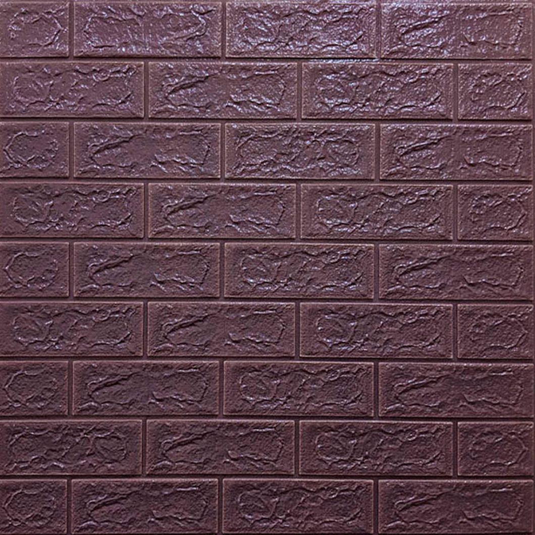 Панель стеновая самоклеющаяся декоративная 3D под кирпич баклажан 700х770х5мм (018-5), Фиолетовый, Фиолетовый