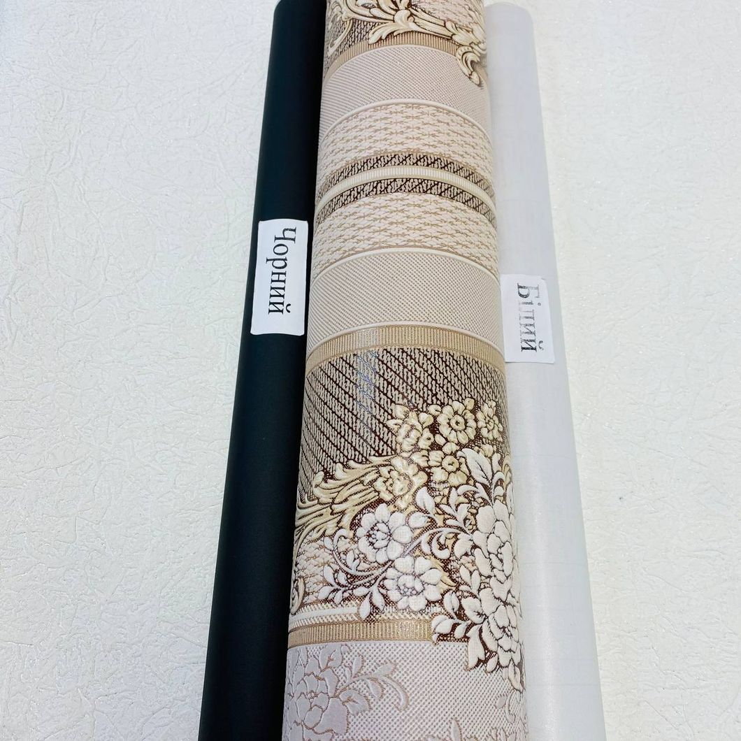 Шпалери вінілові на паперовій основі Слов'янські шпалери Comfort B39 Дейзі темно-бежевий 1,06 х 10,05м (5613-02)