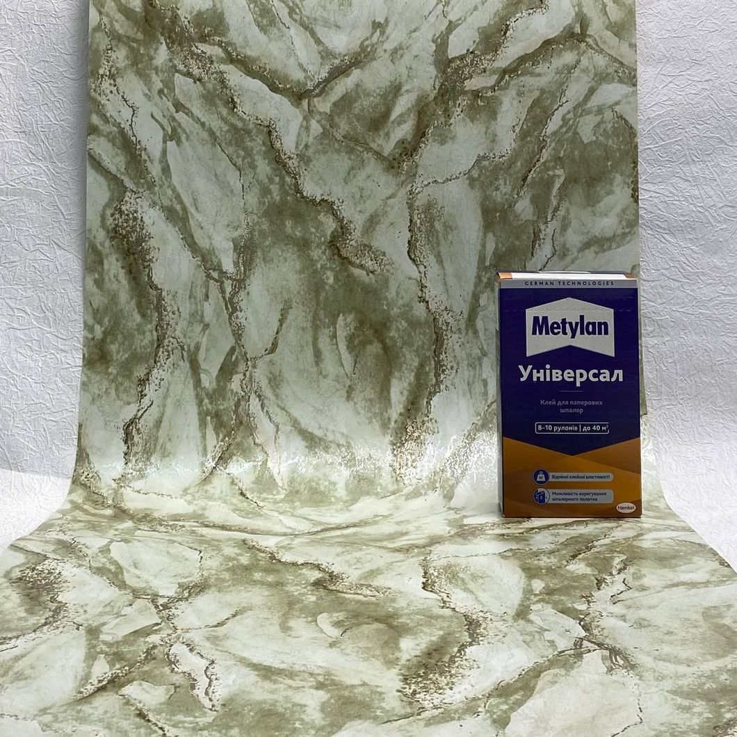 Обои бумажные зеленые Курама Славянские Комета Colorit В227 0.53м х 10,05м (6459-04)