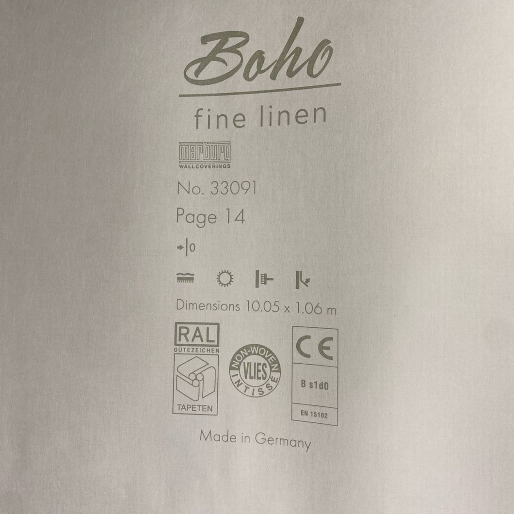 Шпалери вінілові на флізеліновій основі Marburg Boho бежеві 1,06 х 10,05м (33091)