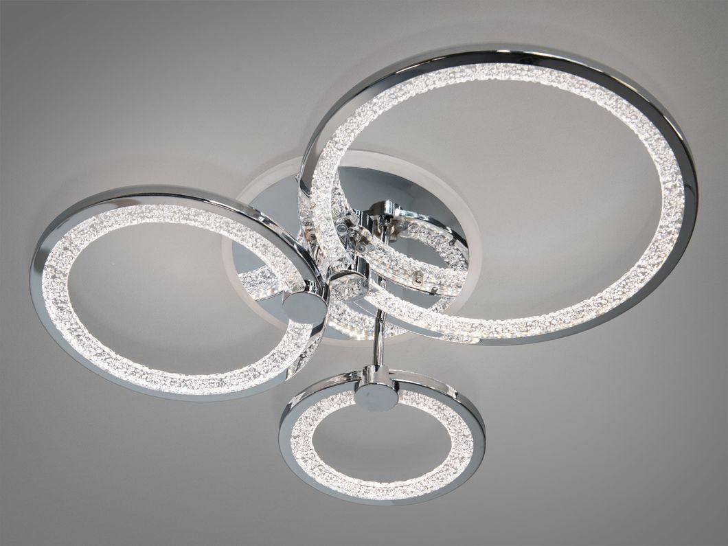 LED люстра з пультом, диммером і кольоровою підсвіткою, 70W, хром