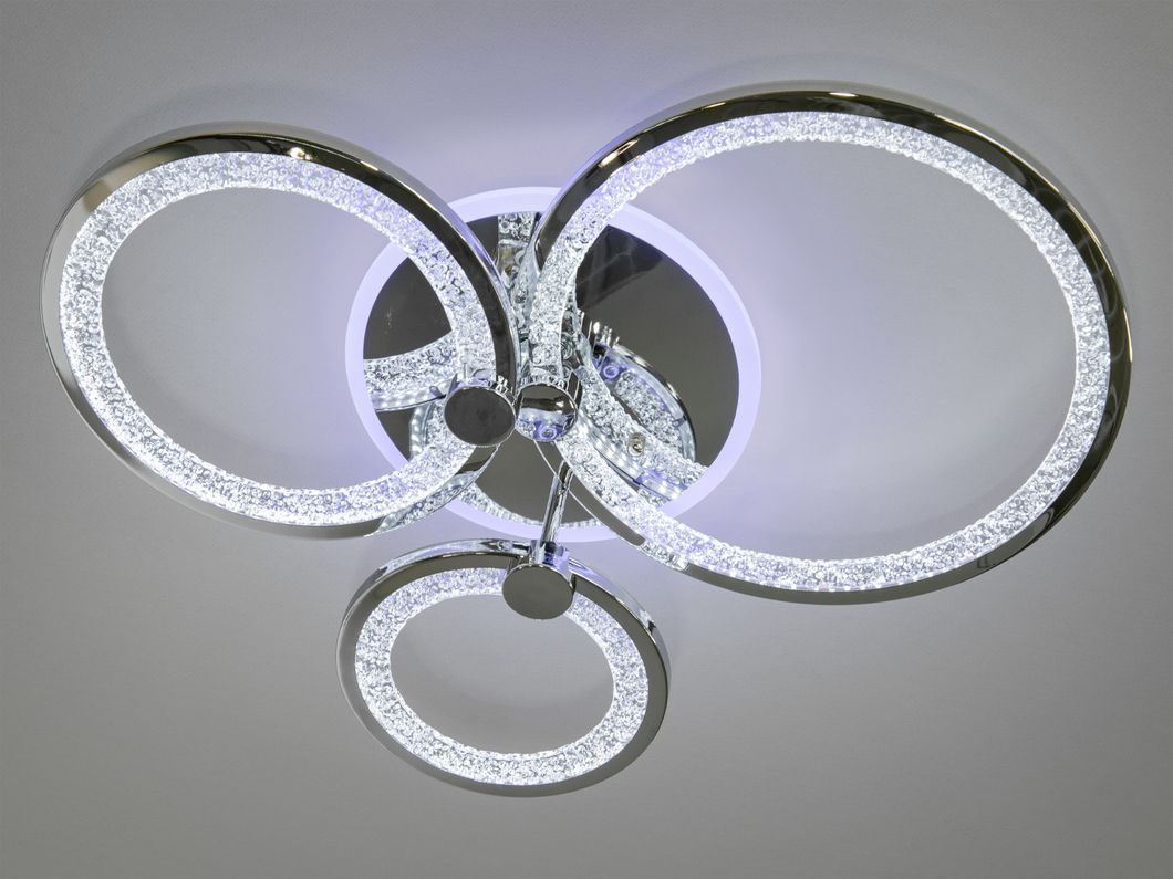 LED люстра з пультом, диммером і кольоровою підсвіткою, 70W, хром