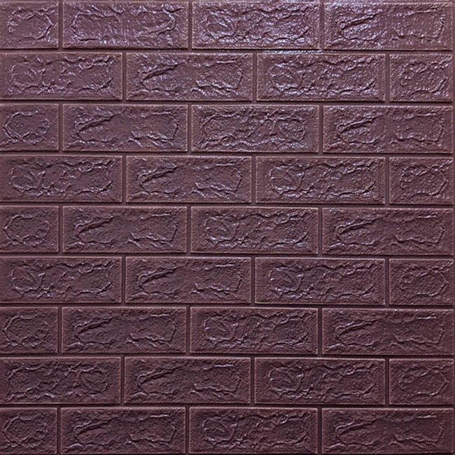 Панель стінова самоклеюча декоративна 3D під цеглу баклажан 700х770х5мм (018-5), Фиолетовый, Фіолетовий