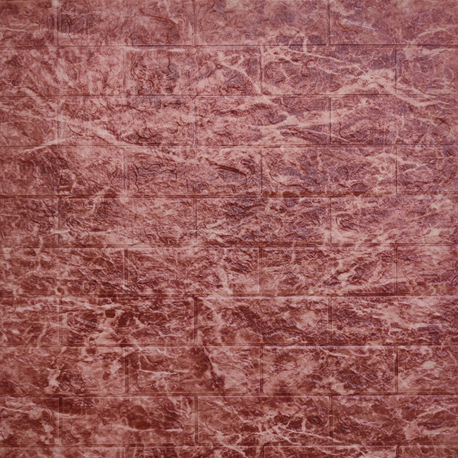 Панель стеновая самоклеющаяся декоративная 3D бордовый мрамор 700x770x5мм (070), Бордовый, Бордовый