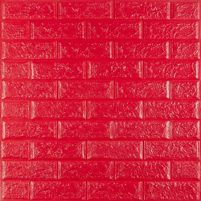 Панель стеновой самоклеящийся декоративный 3D Кирпич красный 700х770х5мм (008-5), Красный, Красный