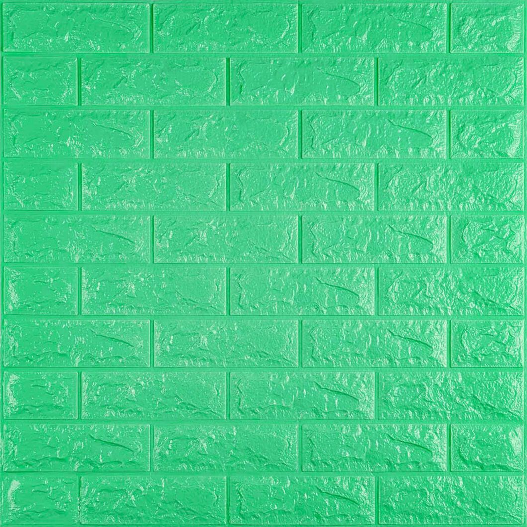 Панель стеновая самоклеющаяся декоративная 3D под кирпич зелёный 700x770x7мм (012-7), Зелёный, Зелёный