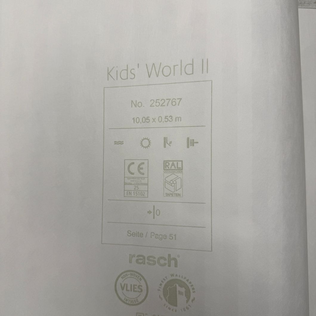 Обои виниловые на флизелиновой основе Rasch Kids' World 2 серый 0,53 х 10,05м (252767)