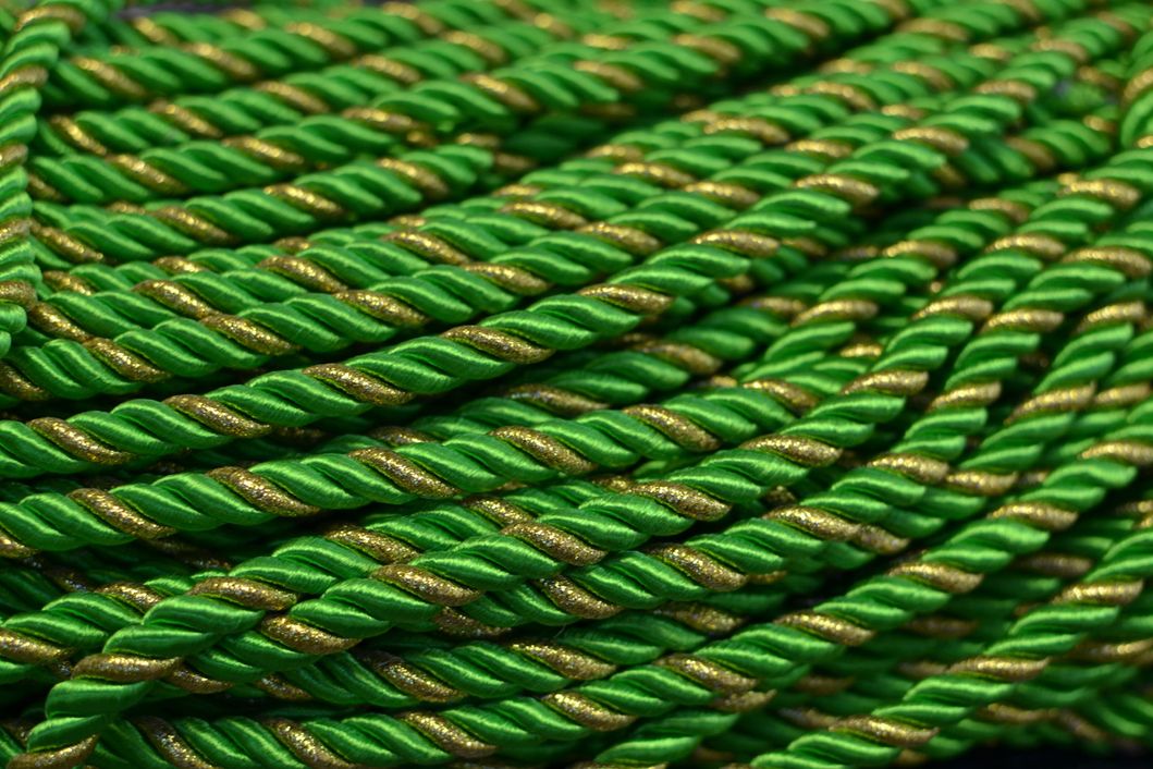 Шнур декоративний кант для натяжних стель Салатове золото зелений 0,011 х 1м (100-01004), Зелений, Зелений