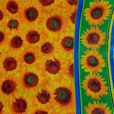 Клеенка на стол ПВХ на основе Подсолнух цветы желтый 1,4 х 1м (100-239), Жёлтый, Жёлтый