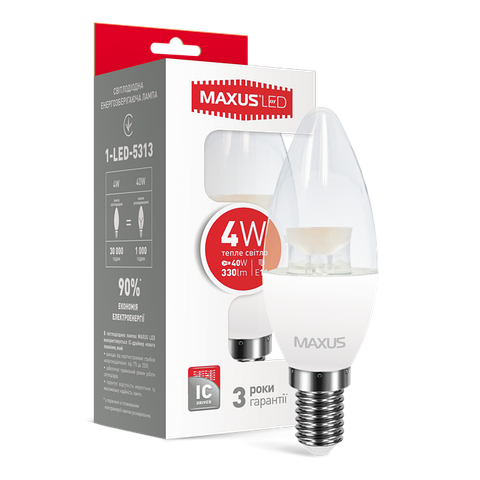 Світлодіодна лампа Maxus E14 C37 CL-C 4W