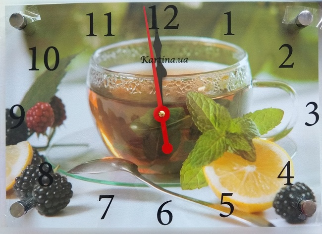 Годинник-картина під склом Чай з лимоном 25 см x 35 см (3790 - 12)