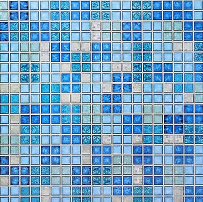 Панель стеновая декоративная пластиковая мозаика "Блик синий" 956 мм х 480 мм (ПВХ136), Синий, Синий