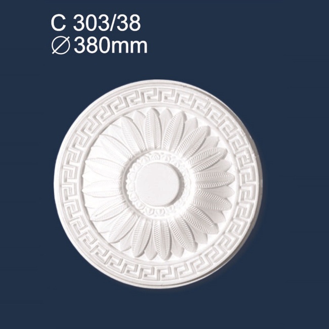 Розетка стельова кругла діаметр 38 см (200-С303 / 38), Білий, Білий