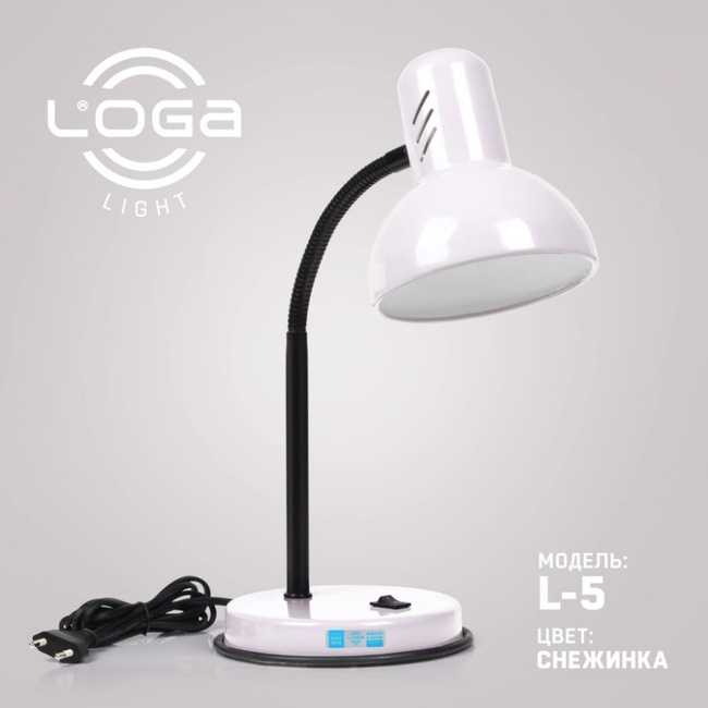 Лампа настольная LOGA E27 Снежинка (L-5), Белый, Белый