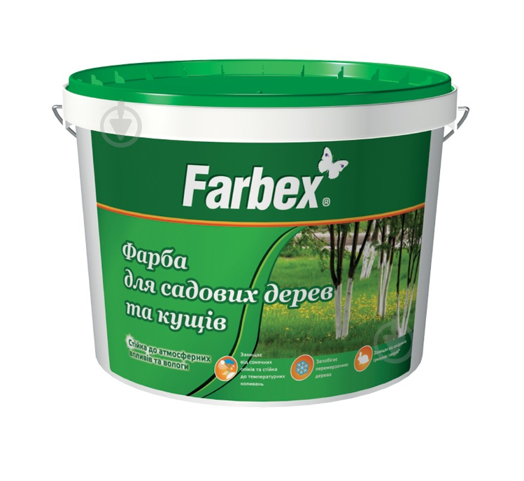 Краска для садовых деревьев «Farbex 2» готовая 1,4 кг (205425), Белый, Белый