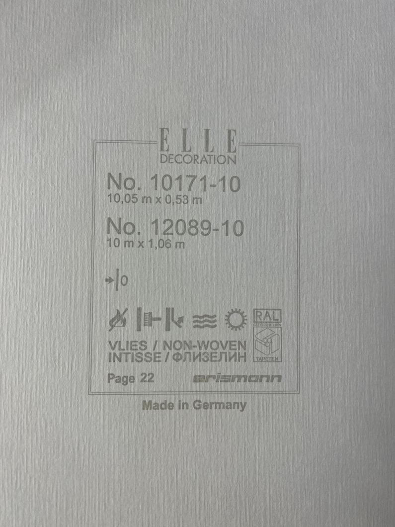 Обои виниловые на флизелиновой основе Erismann Elle Decoration серый 1,06 х 10,05м (12089-10)