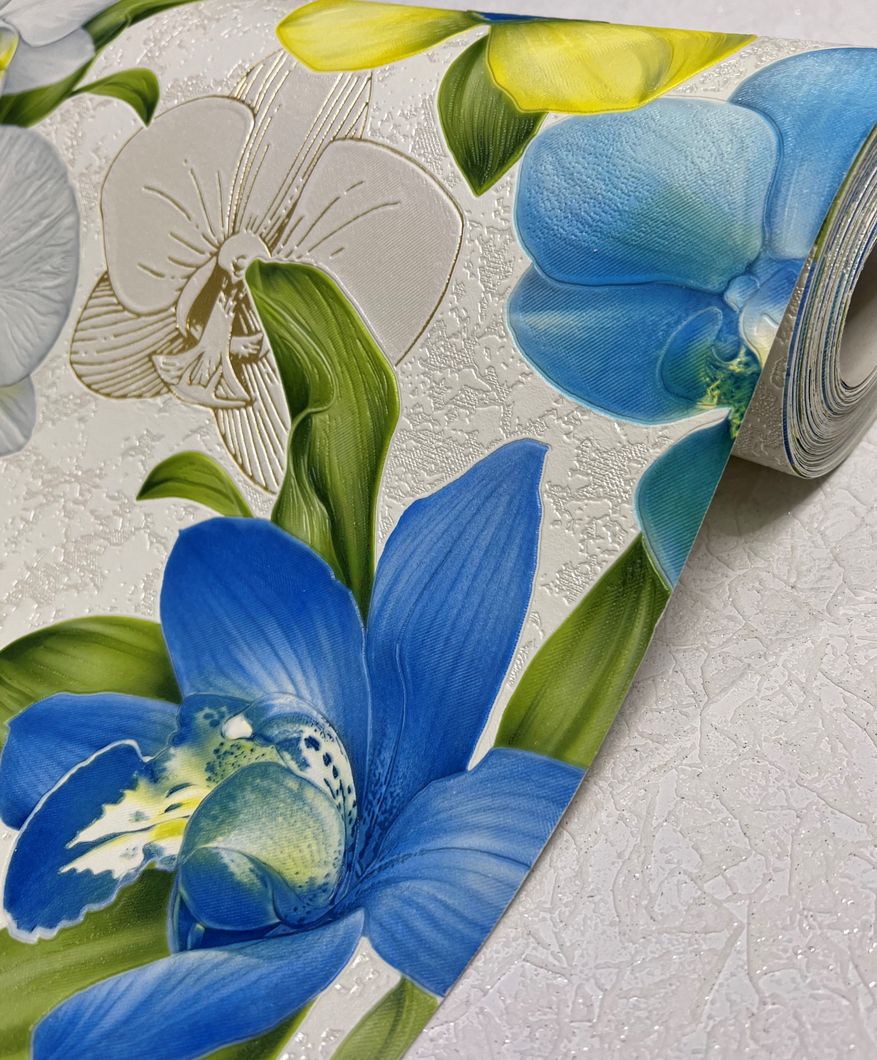 Шпалери вінілові на паперовій основі супер мийка Слов'янські шпалери Expromt В49,4 блакитні 0,53 х 10,05м (5809-03),