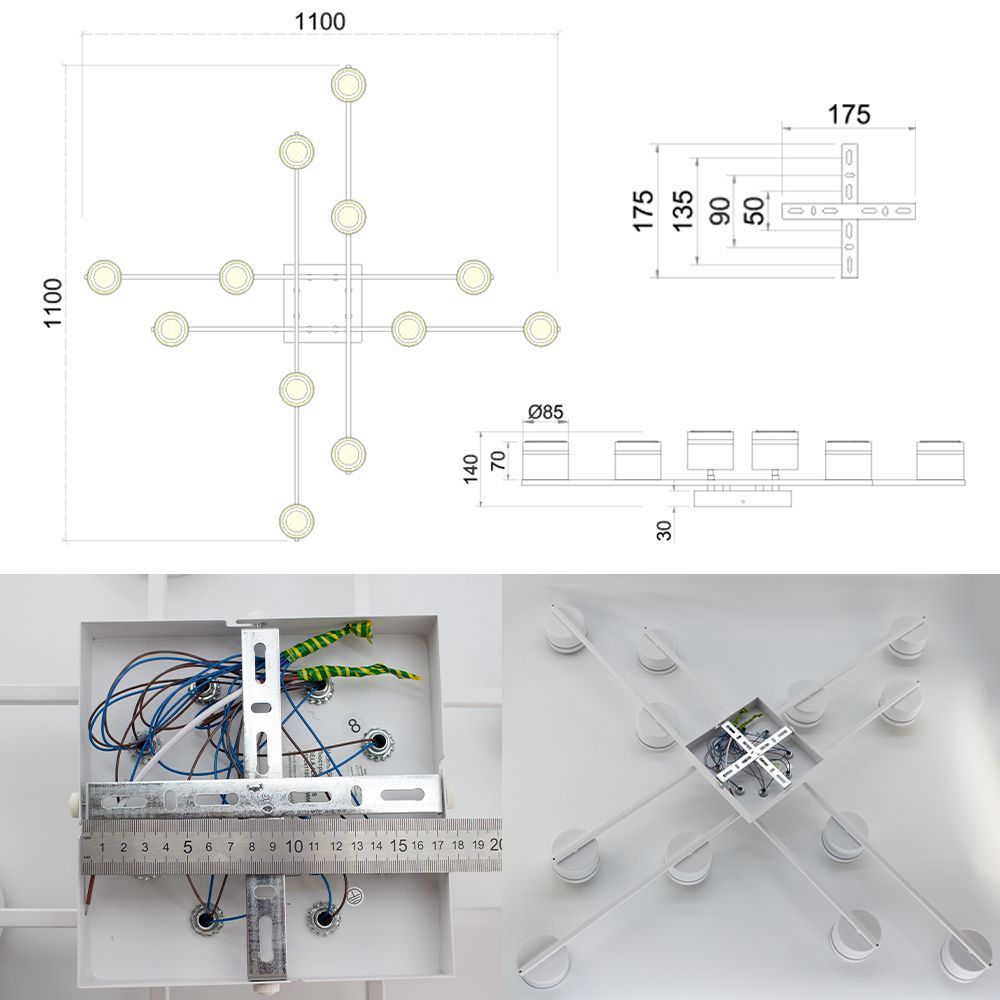 Люстра GELA 12xGX53 S-1100x1100x125-WHITE-IP20, Білий