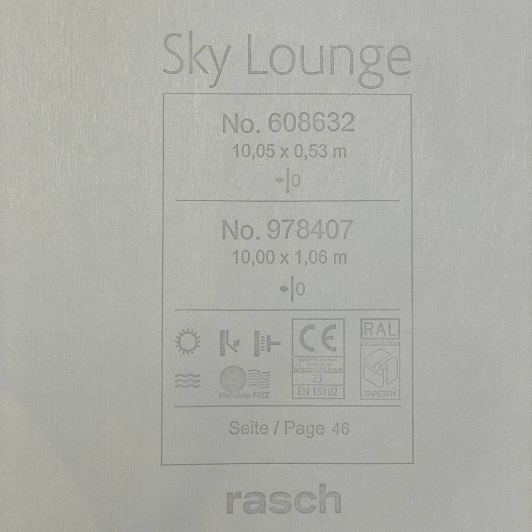 Шпалери вінілові на флізеліновій основі сіро-бежевий Rasch Sky Lounge 1,06 х 10,05м (978407)