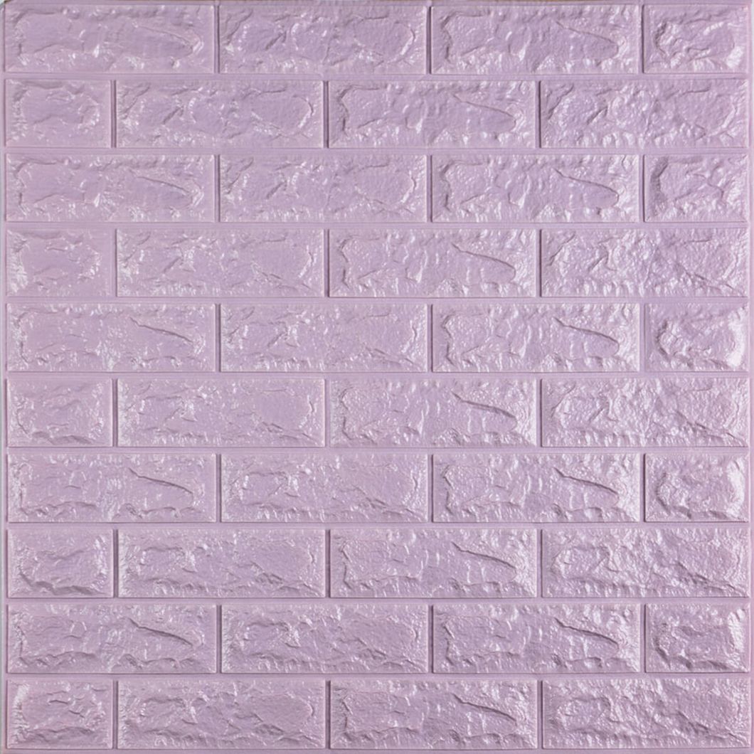 Панель стінова самоклеюча декоративна 3D під цеглу світло-фіолетовий 700х770х7мм (015-7), Фиолетовый, Фіолетовий