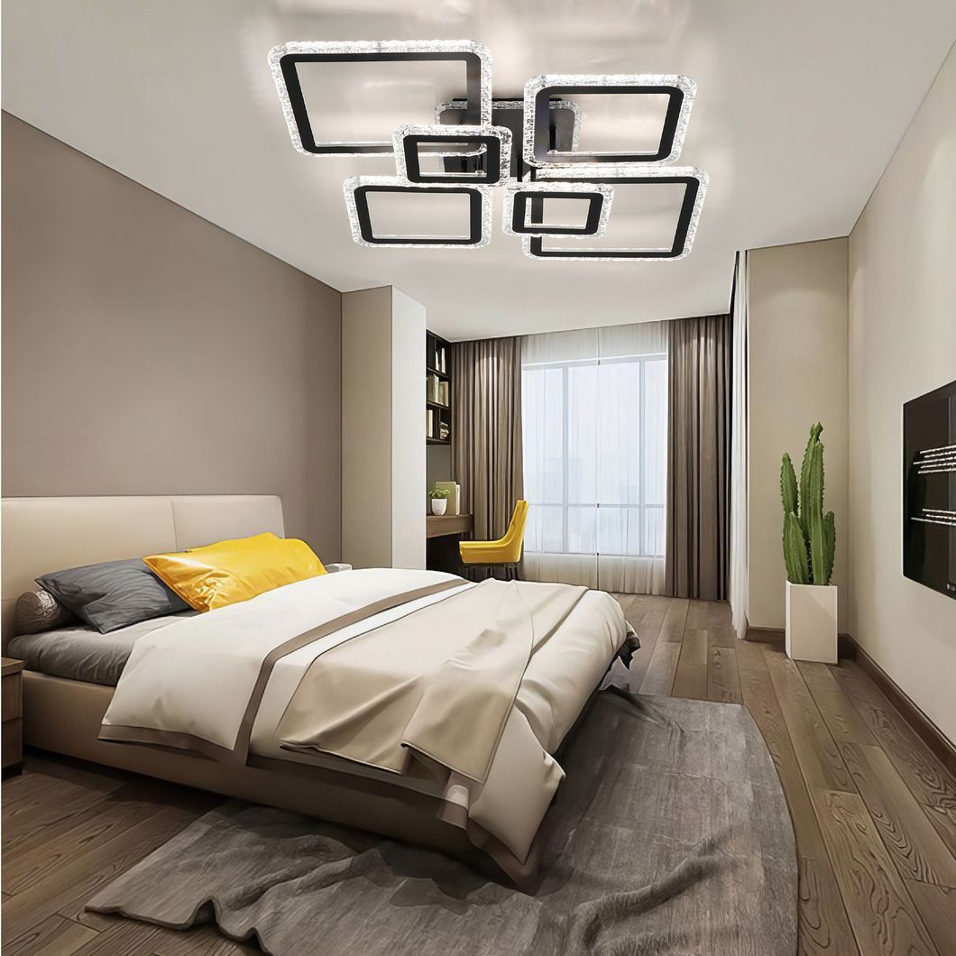 Смарт люстра управляемая светодиодная OVAL ICE RGB 7S 120 Вт SMART 960x750x110 мм Черная, Чорний
