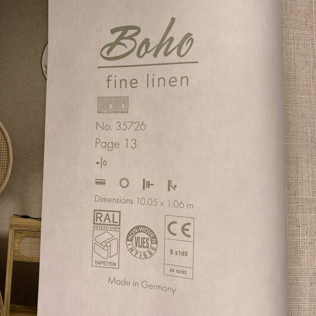 Обои виниловые на флизелиновой основе Marburg Boho тёмно-бежевый 1,06 х 10,05м (35726)