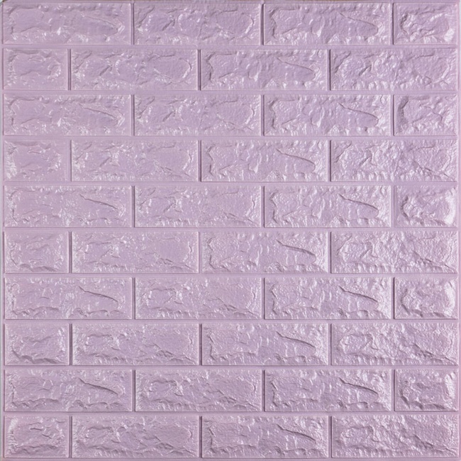 Панель стеновая самоклеющаяся декоративная 3D под кирпич светло-фиолетовый 700x770x7мм (015-7), Фиолетовый, Фиолетовый