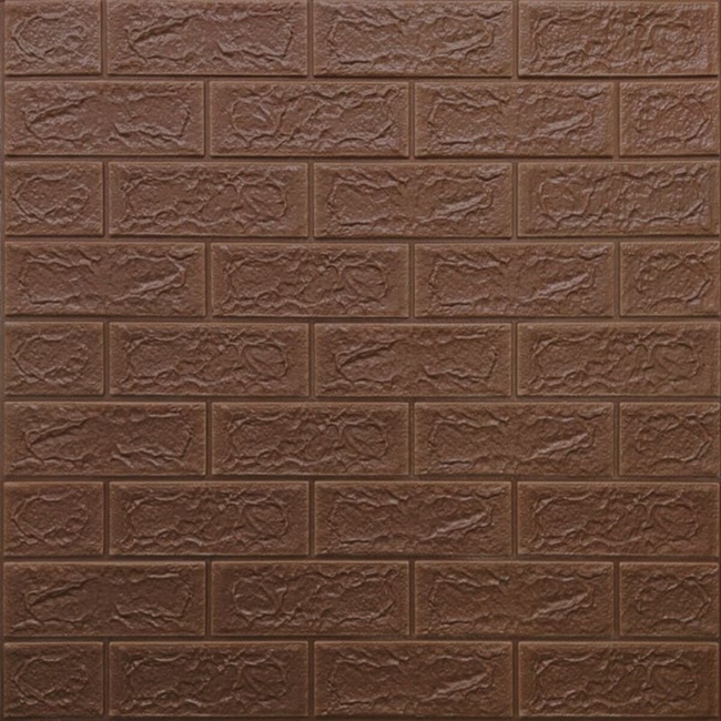 Панель стінова самоклеюча декоративна 3D під цеглу Коричневий 700х770х5мм (020-5), Коричневий, Коричневий