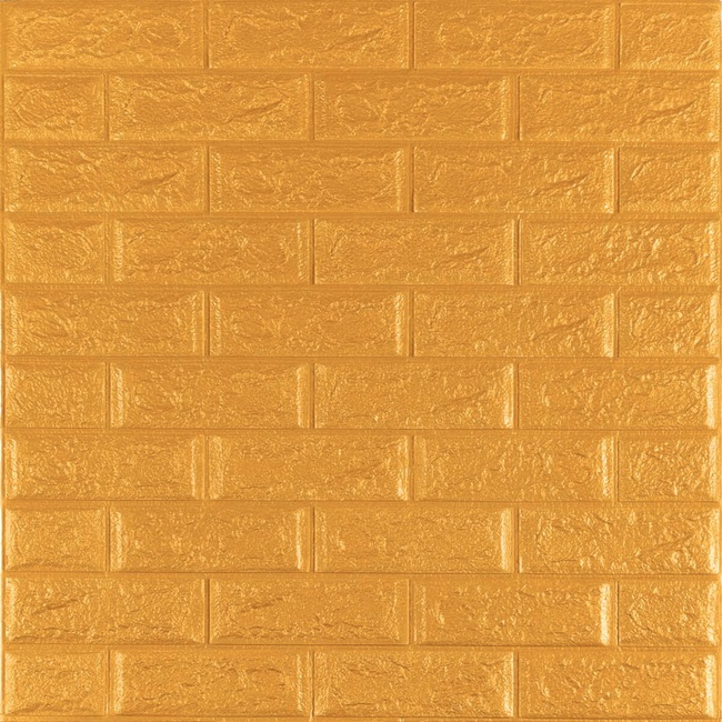 Панель стінова самоклеюча декоративна 3D Цегла Золотистий 700х770х5мм (011-5), Золотистый, Золотистий