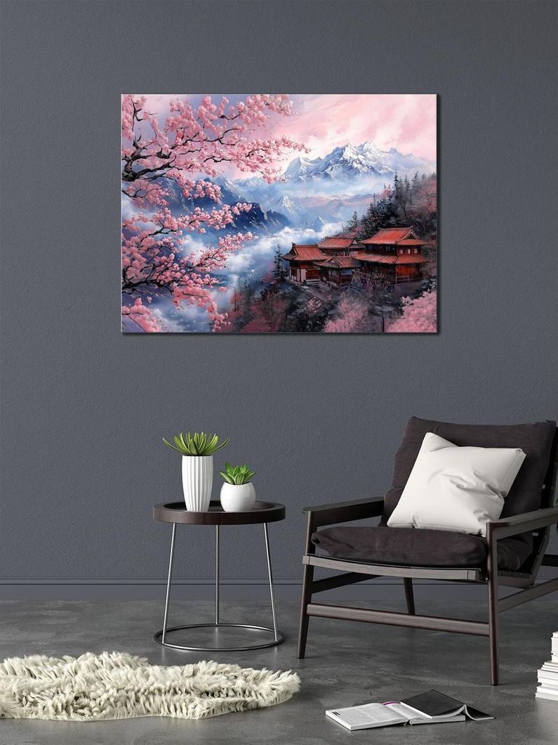 Картина на холсте МАKO " Дом среди сакур " 50x70 см MK10530_5070