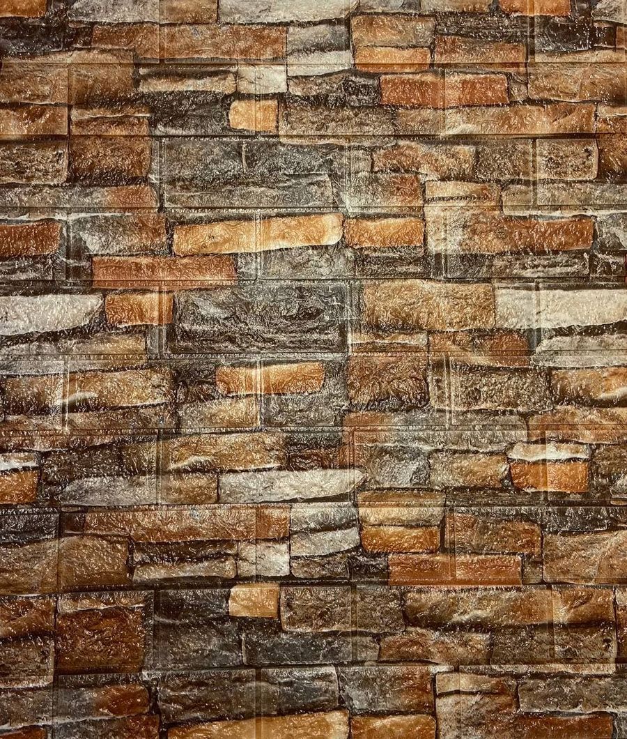 Панель стеновая самоклеющаяся декоративная 77 х 69см (Wsfc-23), Коричневый, Коричневый
