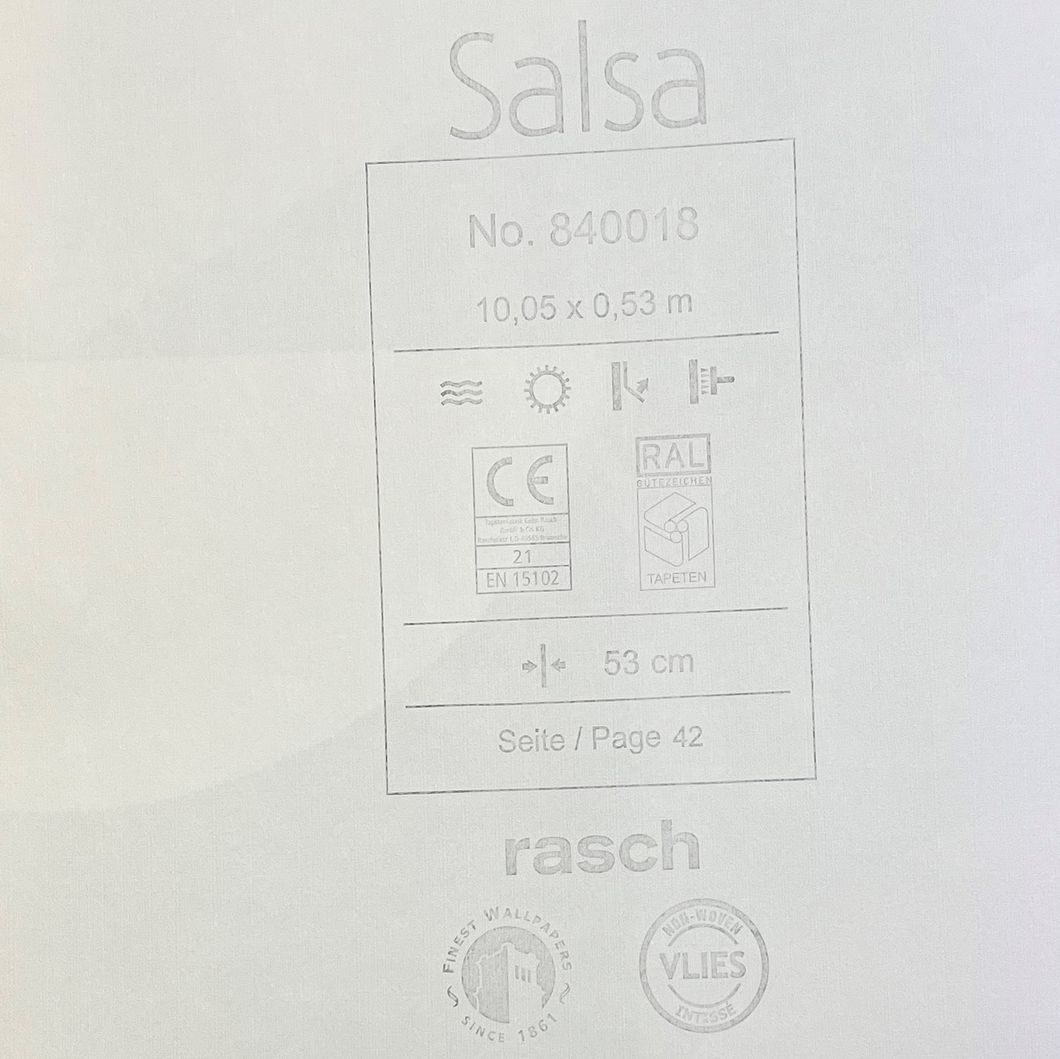 Обои виниловые на флизелиновой основе Rasch Salsа серый 0,53 х 10,05м (840018)
